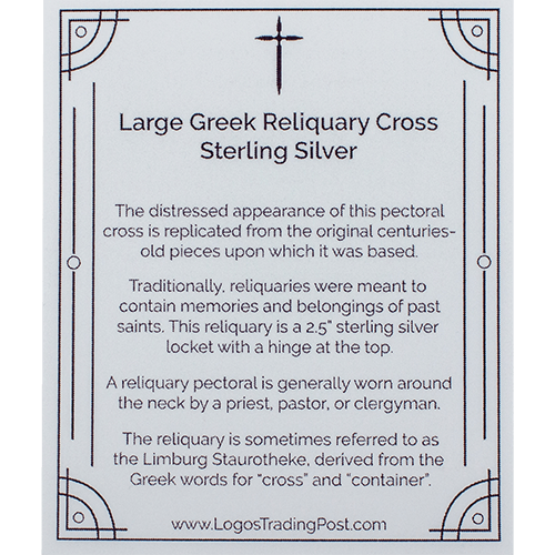 Reliquary Cross Pectoral, Large, Sterling Silver