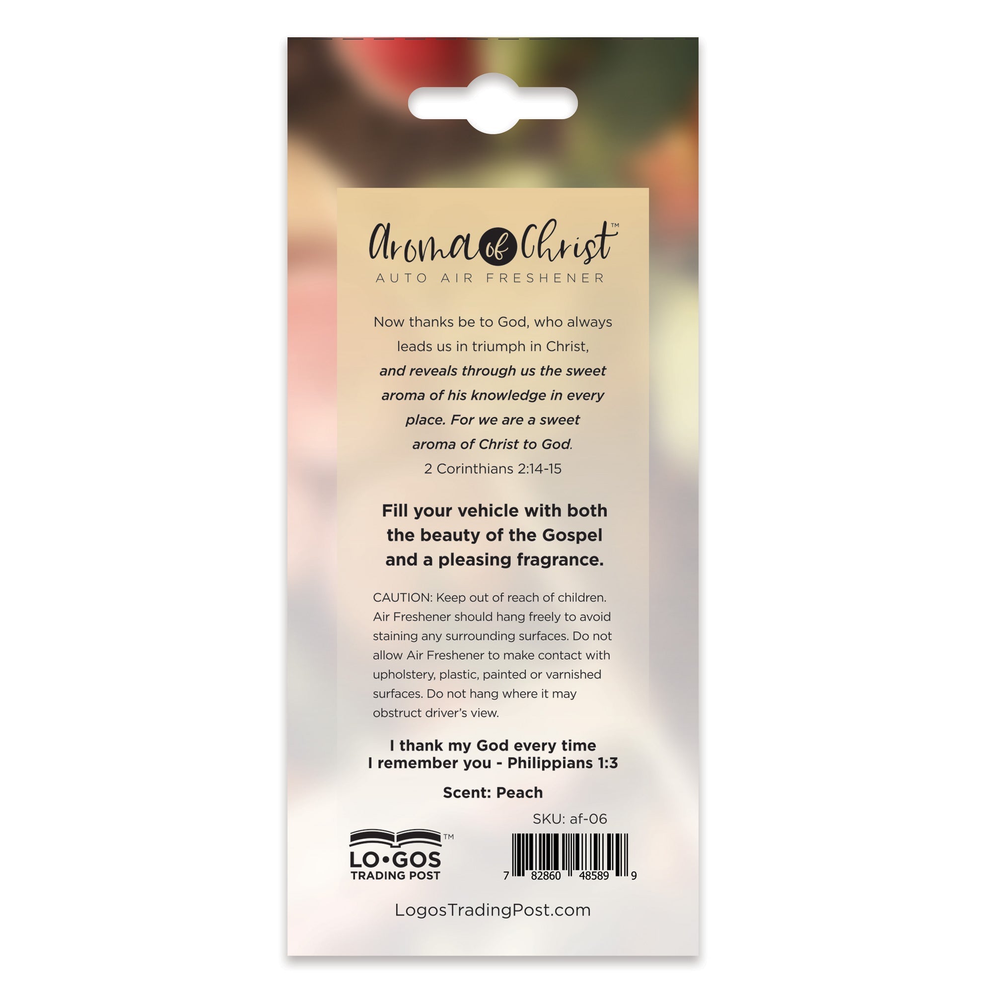 Air Freshener I Thank My God Every Time I Remember You. - Philippians 1:3 - Peach