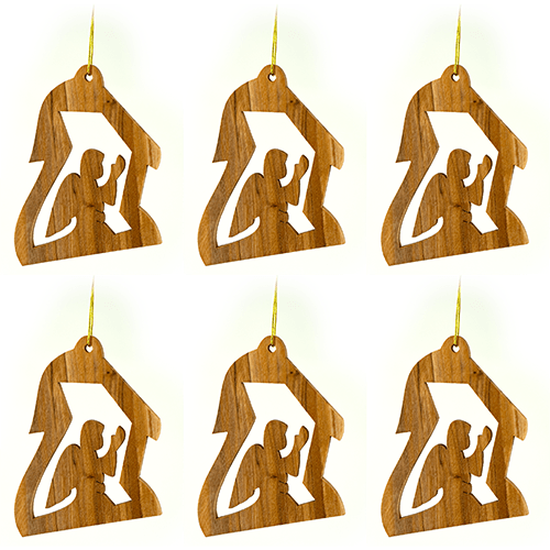 all 6 hanging wooden ornaments - Christmas angel
