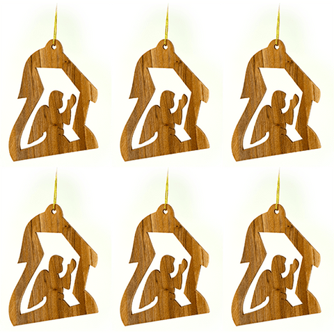 all 6 hanging wooden ornaments - Christmas angel