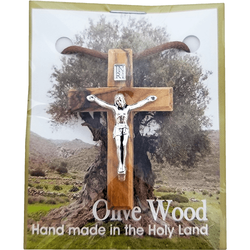 Olive Wood Crucifix Necklace
