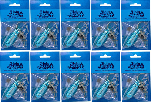 Catholic Holy Water Bottle Keychain Kit - Turquoise, Bulk Set of 10