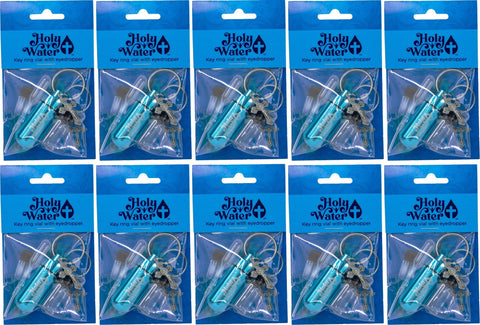 Catholic Holy Water Bottle Keychain Kit - Turquoise, Bulk Set of 10