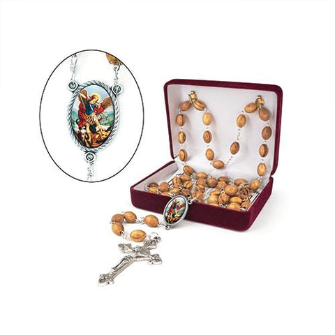 Archangel Saint Michael Olive Wood Rosary