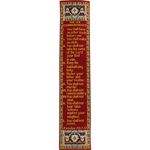 The Ten Commandments, Bulk Pack of 4 Woven Fabric Bible Verse Bookmarks, Silky Soft & Flexible Religious Bookmarkers for Novels Books & Bibles, Memory Verse Gift, Traditional Turkish Woven Design