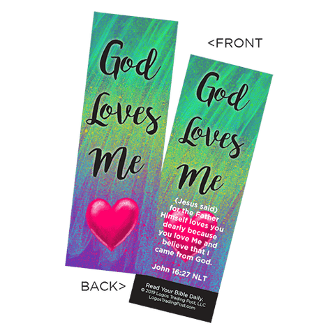 Children's Christian Bookmark, God Loves Me, John 16:27 - Pack of 25 - Christian Bookmarks