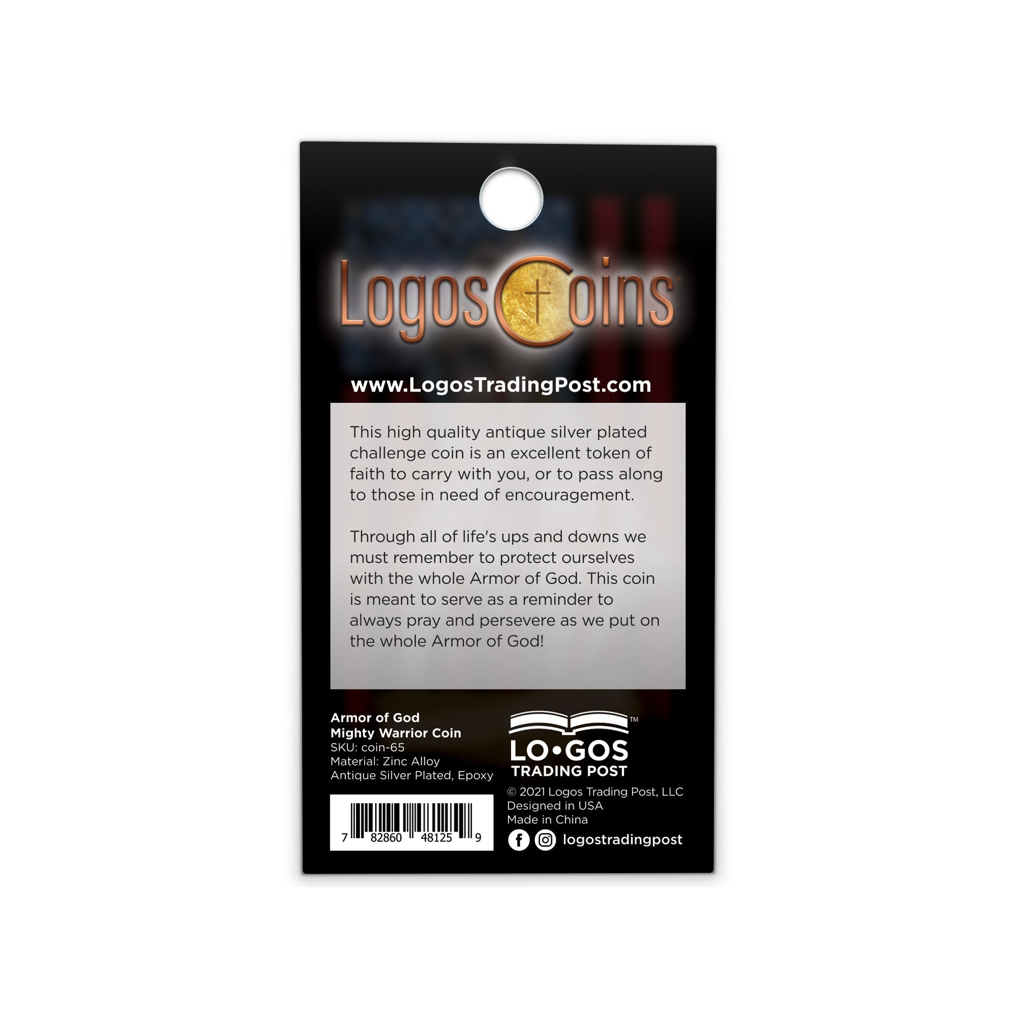 Armor of God - Mighty Warrior Challenge Coin,  Religious Pocket Prayer Token, Ephesians 6:10-20