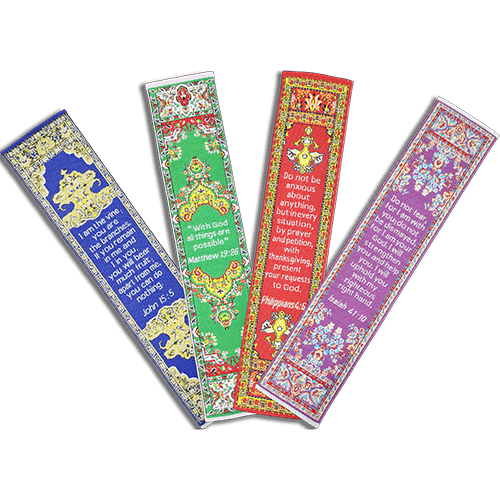 Fabric Bookmark Assortment #2 - 4 Woven Logos Bookmarks