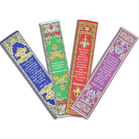 Fabric Bookmark Assortment #2 - 4 Woven Logos Bookmarks
