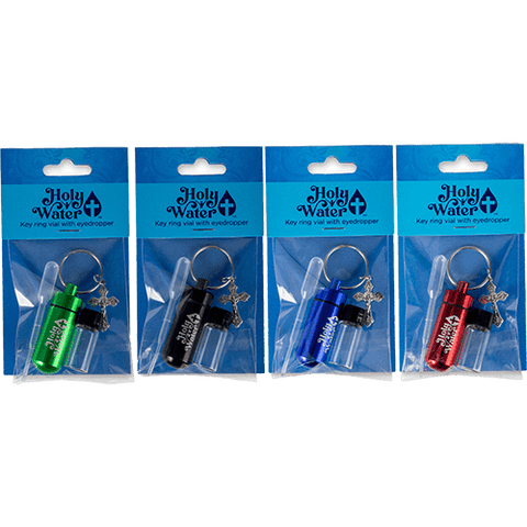 Holy Water Bottle Kits, Bulk Assortment of 4 - Green, Black, Blue, & Red