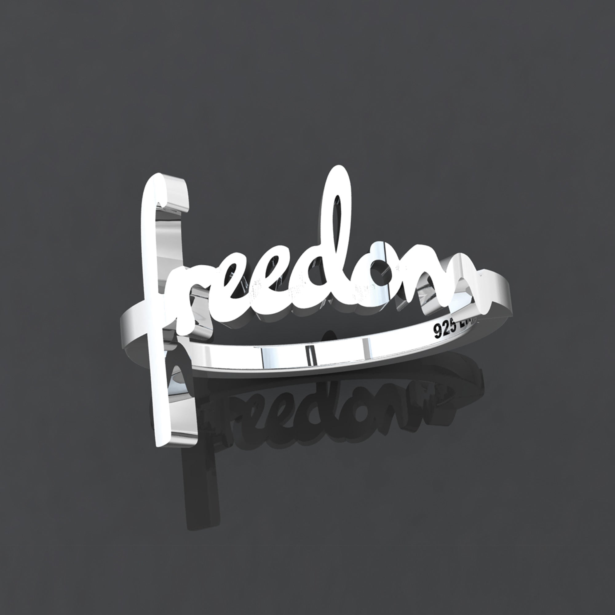 Freedom Sterling Silver Script Cross Ring, Words of Life Collection