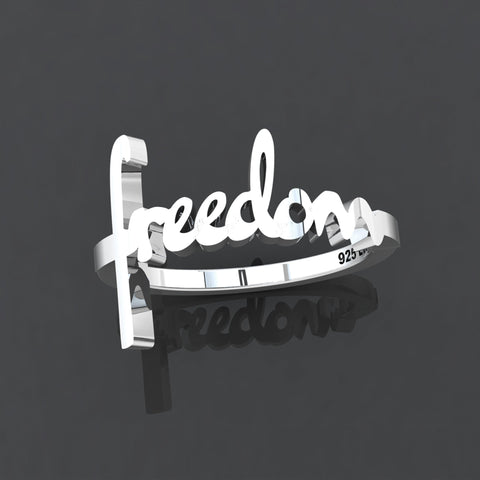 Freedom Sterling Silver Script Cross Ring, Words of Life Collection
