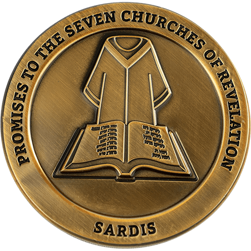 Sardis, Seven Churches of Revelation Challenge Antique Gold Plated Coin