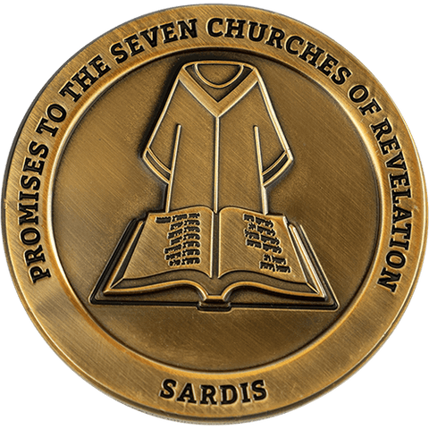 Sardis, Seven Churches of Revelation Challenge Antique Gold Plated Coin