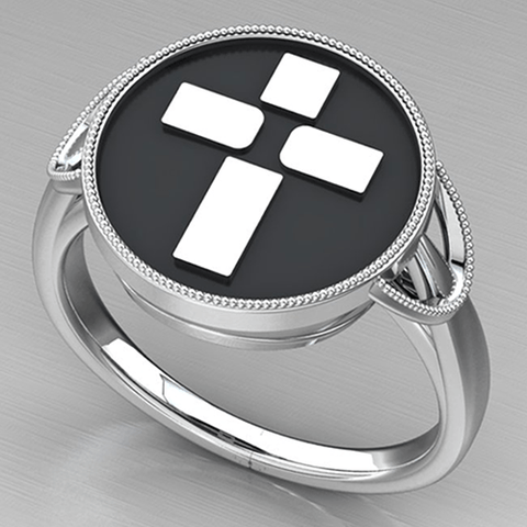 Cross Ring- In His Image Sterling Silver Cross Ring (Ladies)- Logos Jewelry