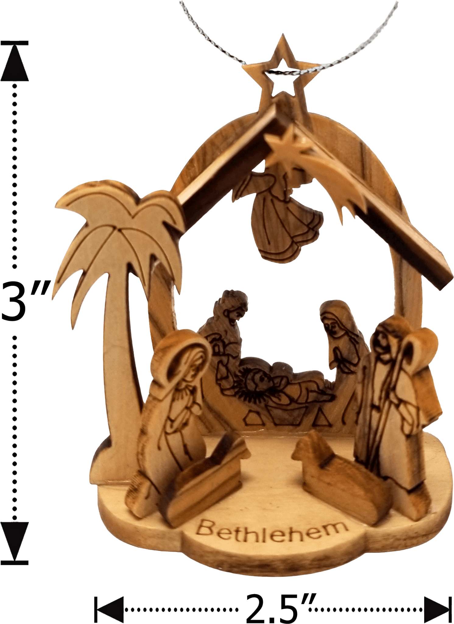 Holy Land Olive Wood Nativity Grotto - Small dimensions