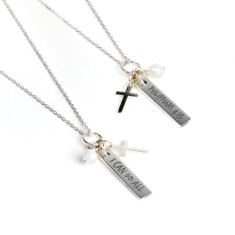 I Can Do All, Sterling Silver Scripture Cross Necklace