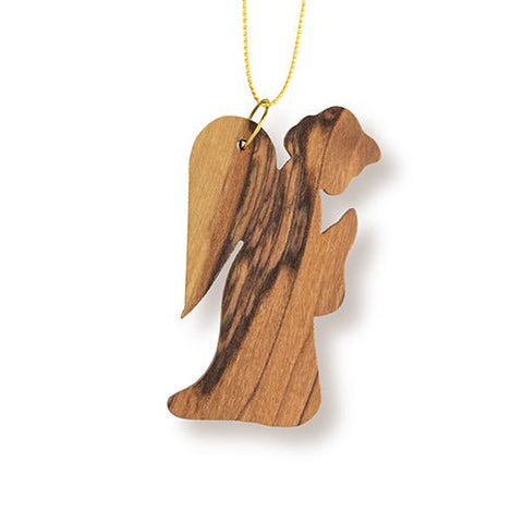 Praying Angel Christmas Ornament, Holy Land Olive Wood