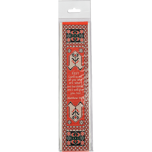 I Will Give You Rest, Woven Fabric Christian Bookmark - Matthew 11:28