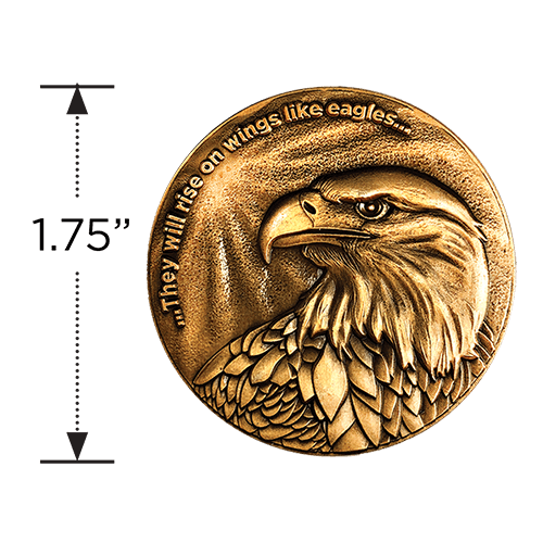 Christian Eagle Antique Gold Plated Challenge Coin measurement of the coin 
