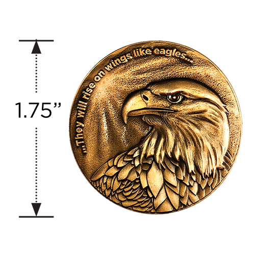 Christian Eagle Antique Gold Plated Challenge Coin measurement of the coin