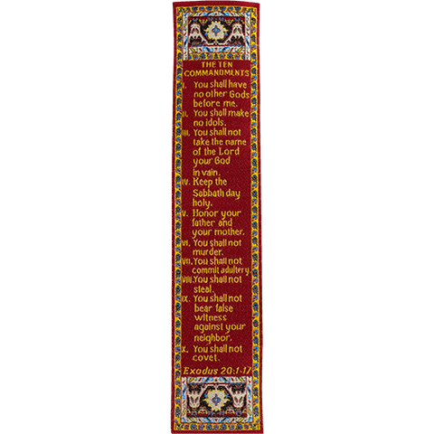 The Ten Commandments, Woven Fabric Christian Bookmark, Exodus 20:1-17,  Traditional Turkish Woven Design, Flexible Memory Verse Bookmark Gift