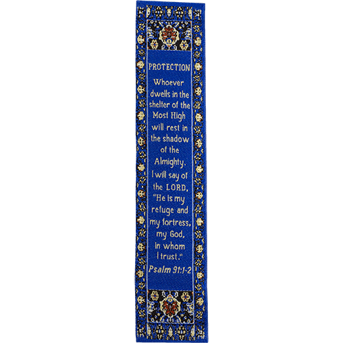 Psalm 91 Divine Protection, Themed Assortment of 4 Woven Fabric Bible Verse Bookmarks, Silky Soft & Flexible Religious Bookmarkers for Novels Books & Bibles, Woven Design, Memory Verse Gift