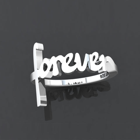Forever Sterling Silver Script Cross Ring, Words of Life Collection