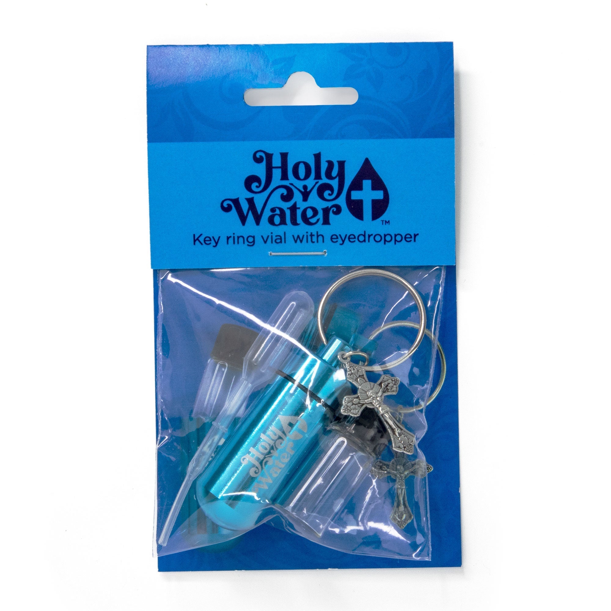 Catholic Holy Water Bottle Keychain Kit - Turquoise, Bulk Set of 3