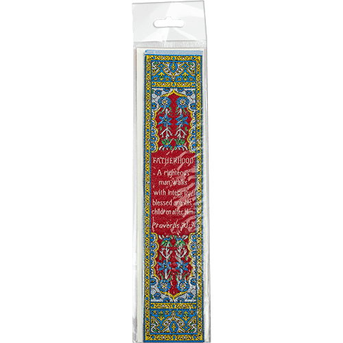 Woven Fabric Christian Bookmark for Dad - Proverbs 20:7