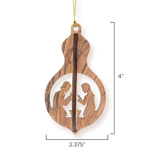 Nativity, Angel & Shepherd, 3D Olive Wood Christmas Ornament