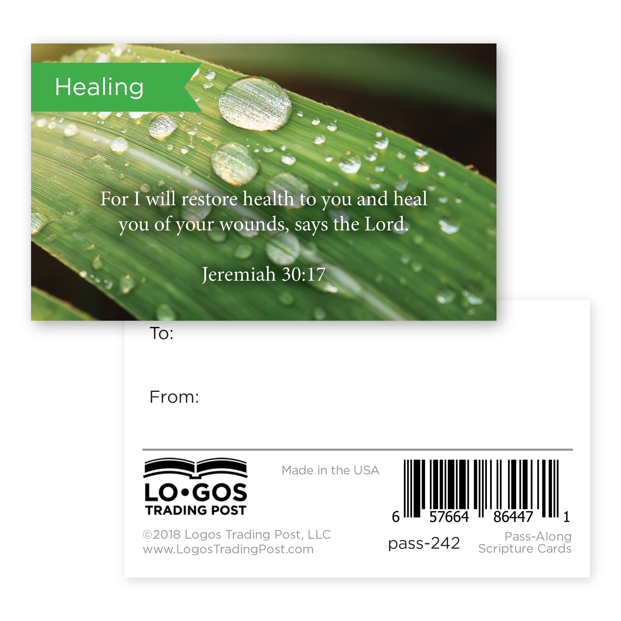 Pass Along Scripture Cards, Healing, Jeremiah 30:17, Pack 25