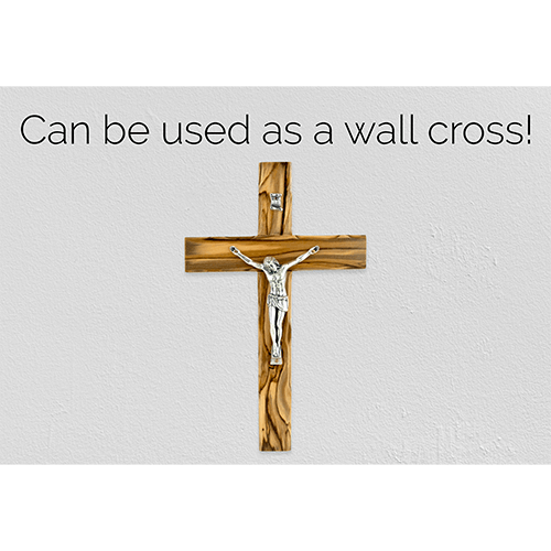 crucifix cross and inri plaque hanging on a wall using the hanging hall