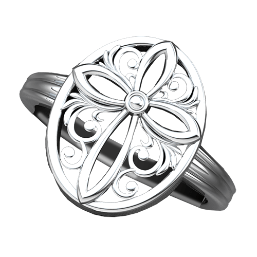 Encircled Cross, Sterling Silver Ring- Logos Jewelry