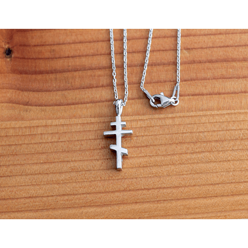Saint Andrew Cross Sterling Silver Pendant - 18 Inch Chain