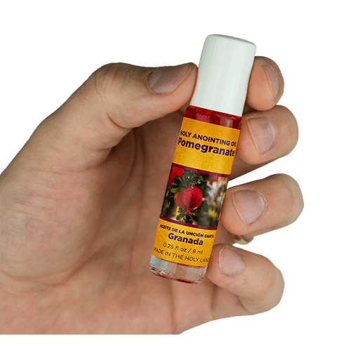Pomegranate Anointing Oil from Israel, Bulk Set of 6 Roll On Bottles, 1/4 oz Each, Made in the Holy Land of Jerusalem, Prayer Gift for Pastors & Priests, Aceite Ungido de Granada