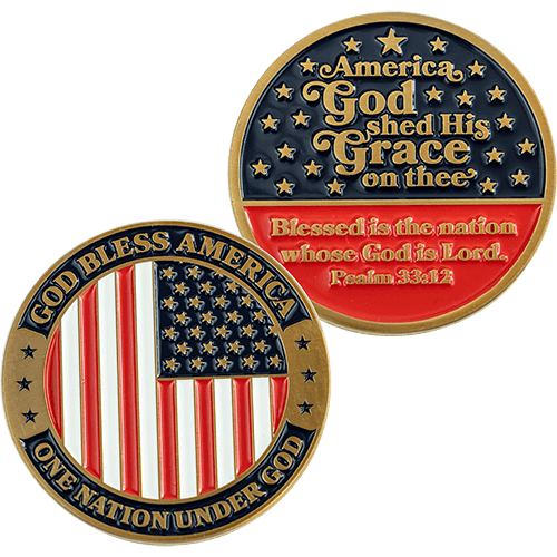 God Bless America Christian Religious Antique Gold Plated Coin