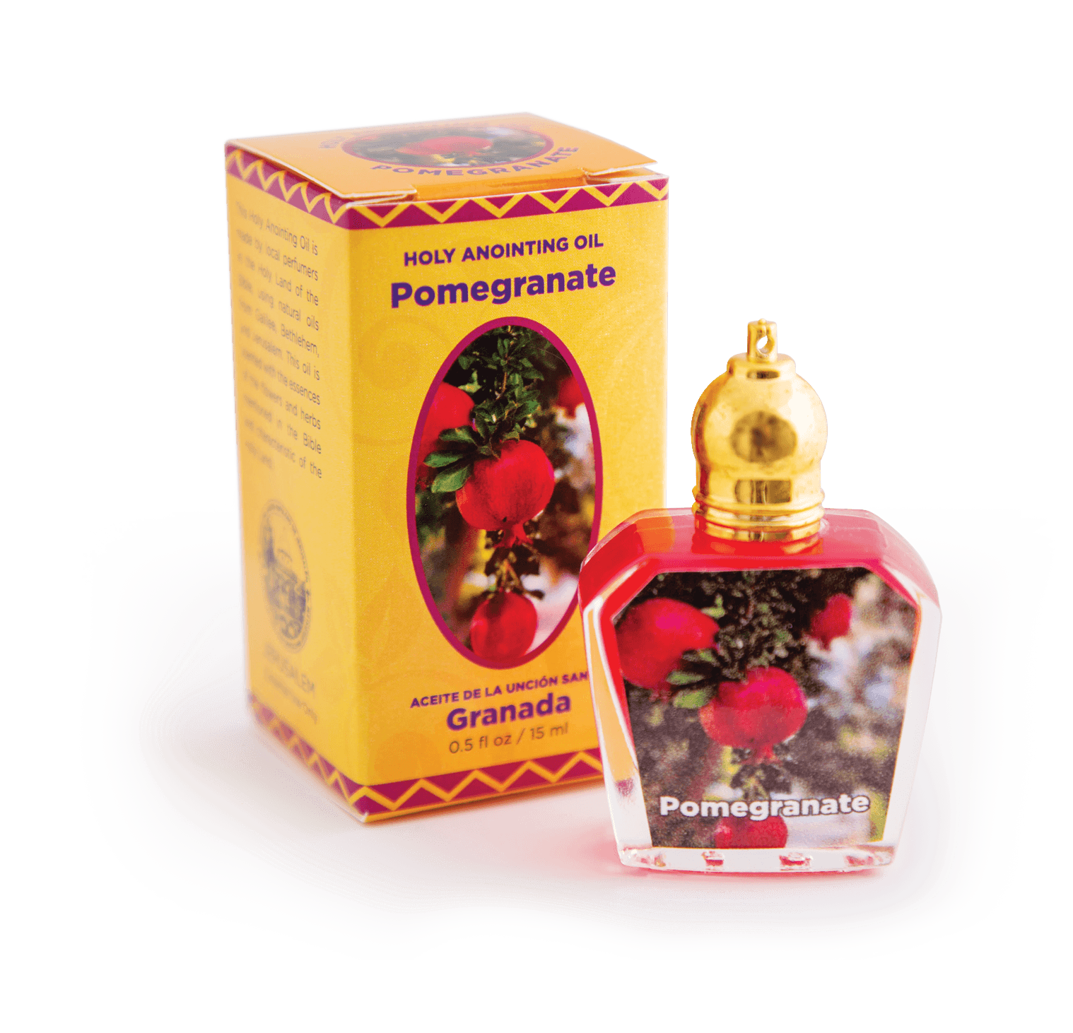 Pomegranate Holy Land Anointing Oil from Israel, 1/2 oz Roller Bottle from Jerusalem, Locally Sourced Herbs & Essences