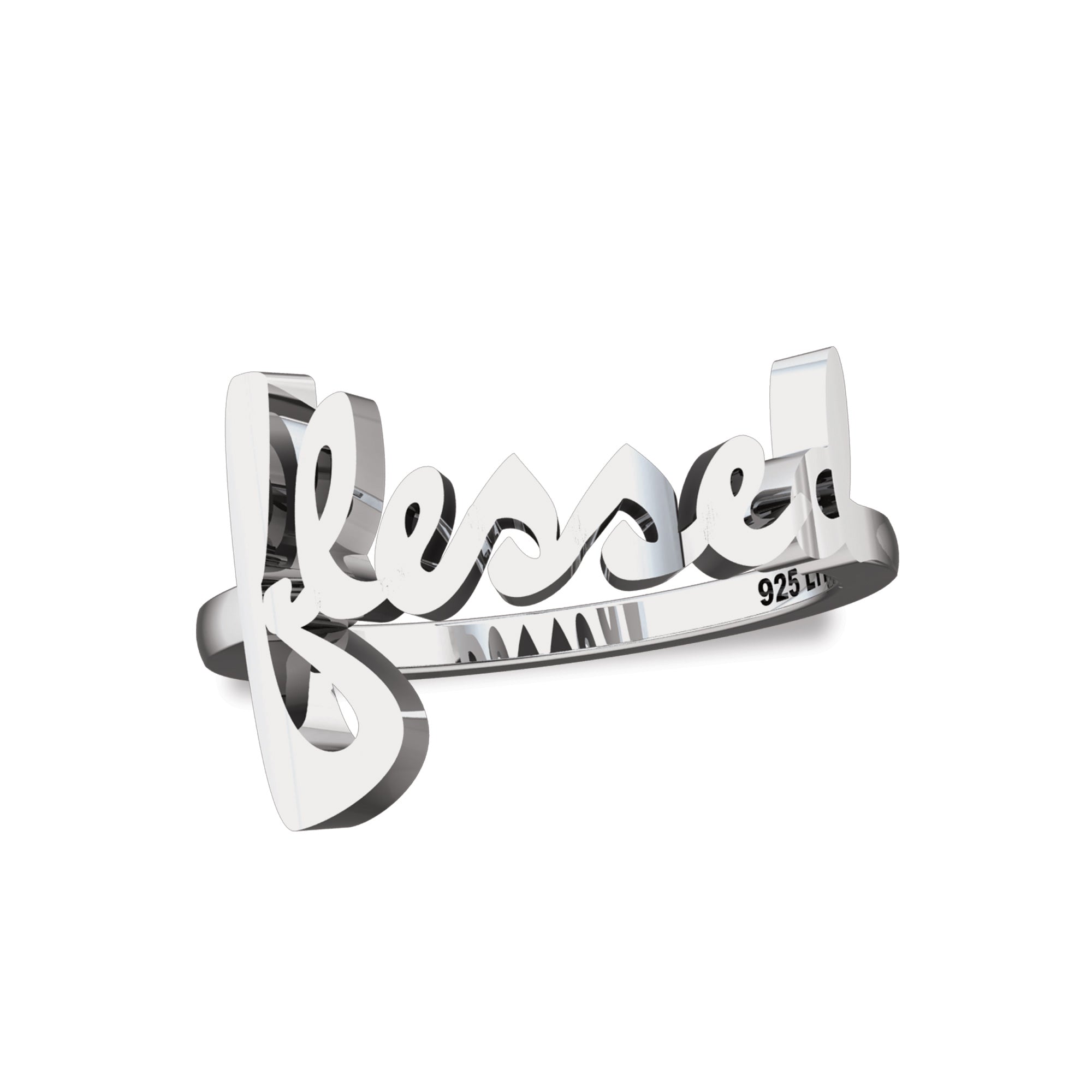 Blessed Sterling Silver Script Cross Ring, Words of Life Collection