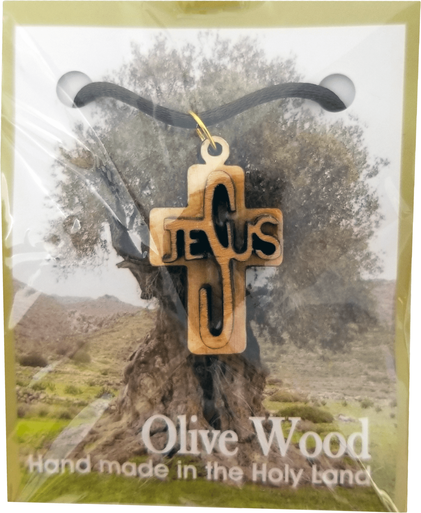 Olive Wood 3D Jesus Cross Necklace