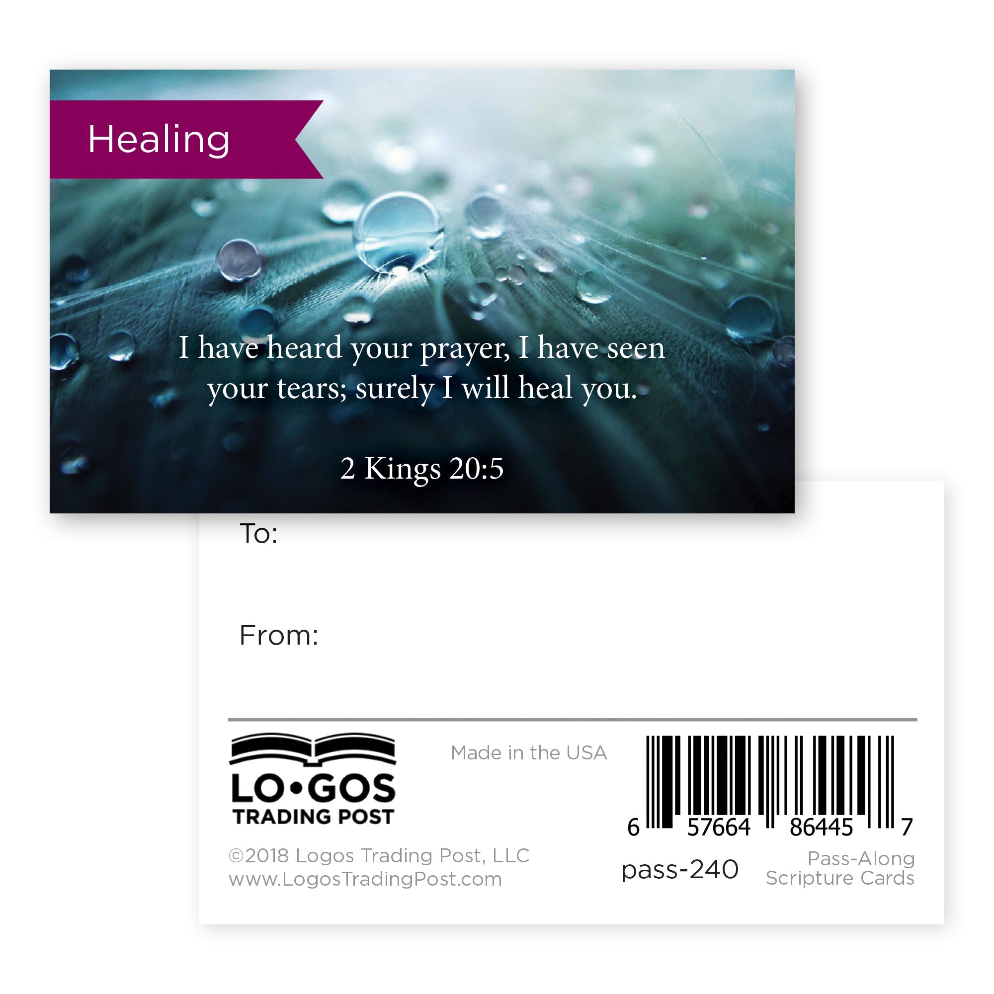 Pass Along Scripture Cards, Healing, Kings 20:5, Pack 25