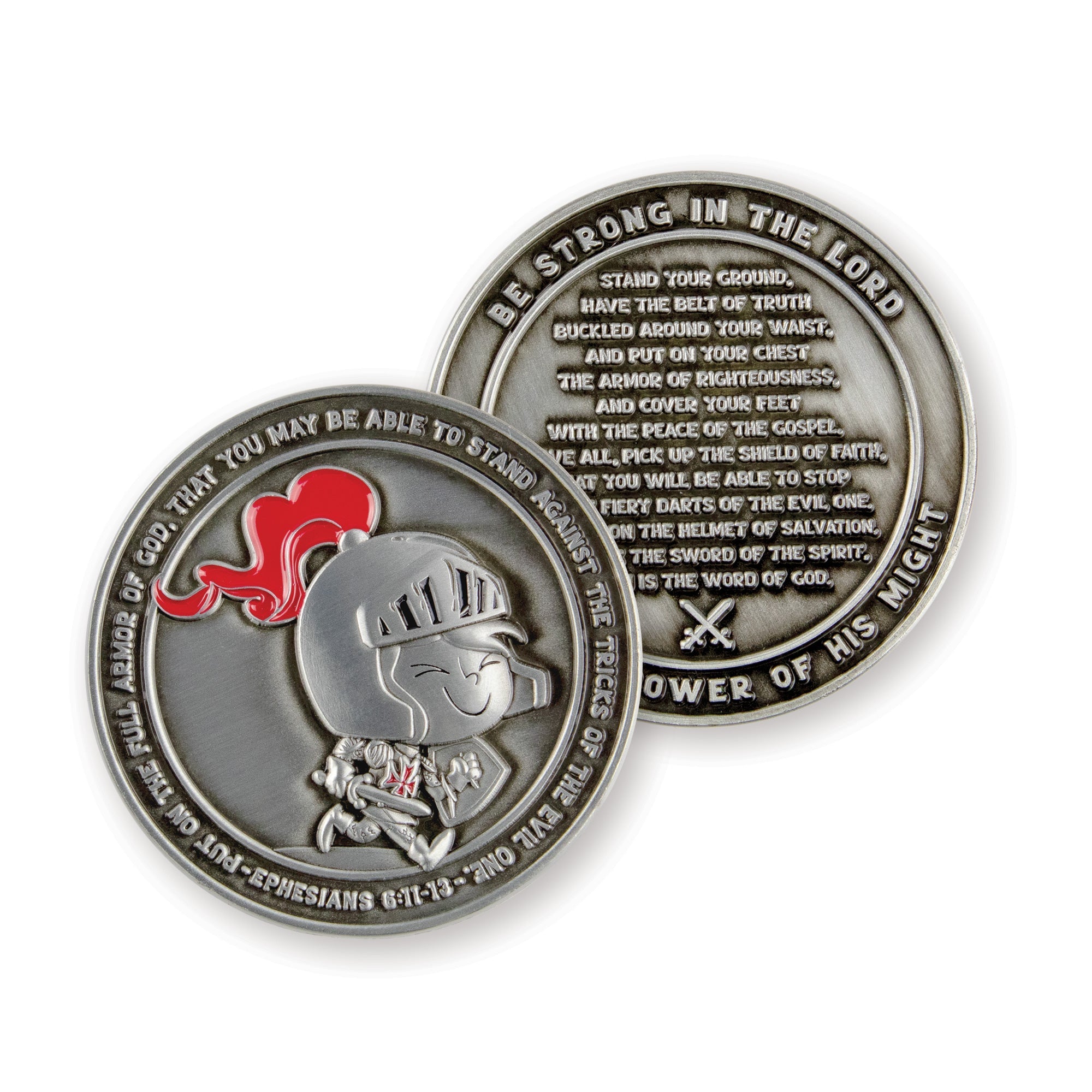 Armor of God - Children's Challenge Coin,  Religious Pocket Prayer Token, Ephesians 6:11-13