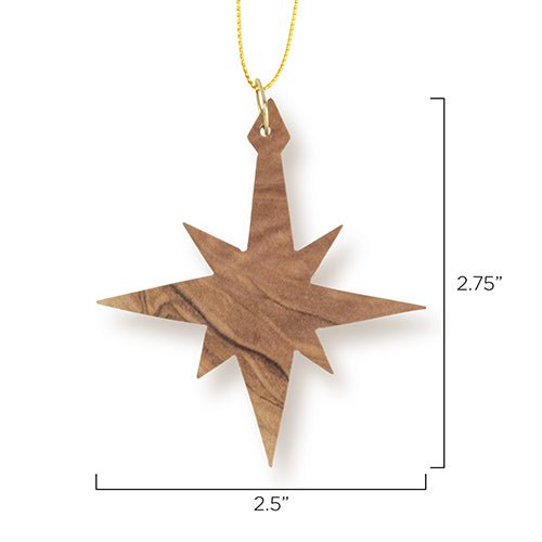 Christmas Star Holy Land Olive Wood Ornament