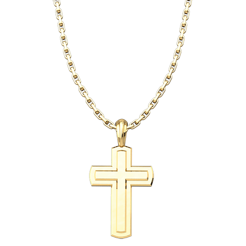 Gold Plated Solid Inset Cross Pendant