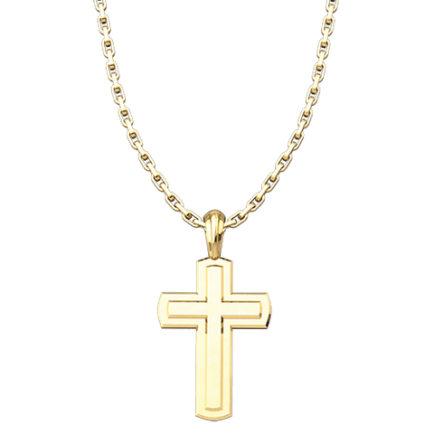 Gold Plated Solid Inset Cross Pendant