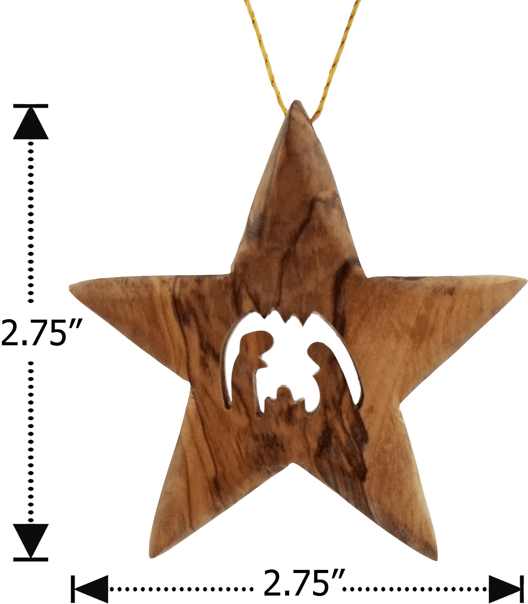 Olive Wood Bethlehem Star Nativity 3" Ornament
