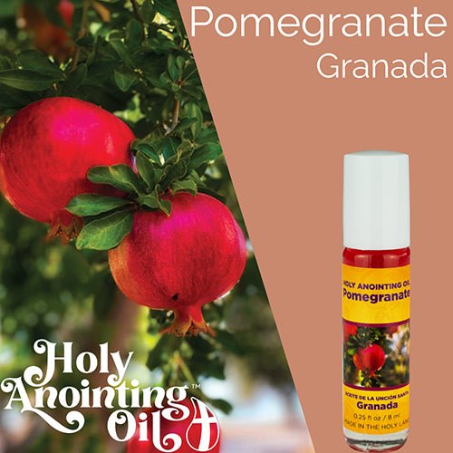 Pomegranate Anointing Oil from Israel, Bulk Set of 6 Roll On Bottles, 1/4 oz Each, Made in the Holy Land of Jerusalem, Prayer Gift for Pastors & Priests, Aceite Ungido de Granada