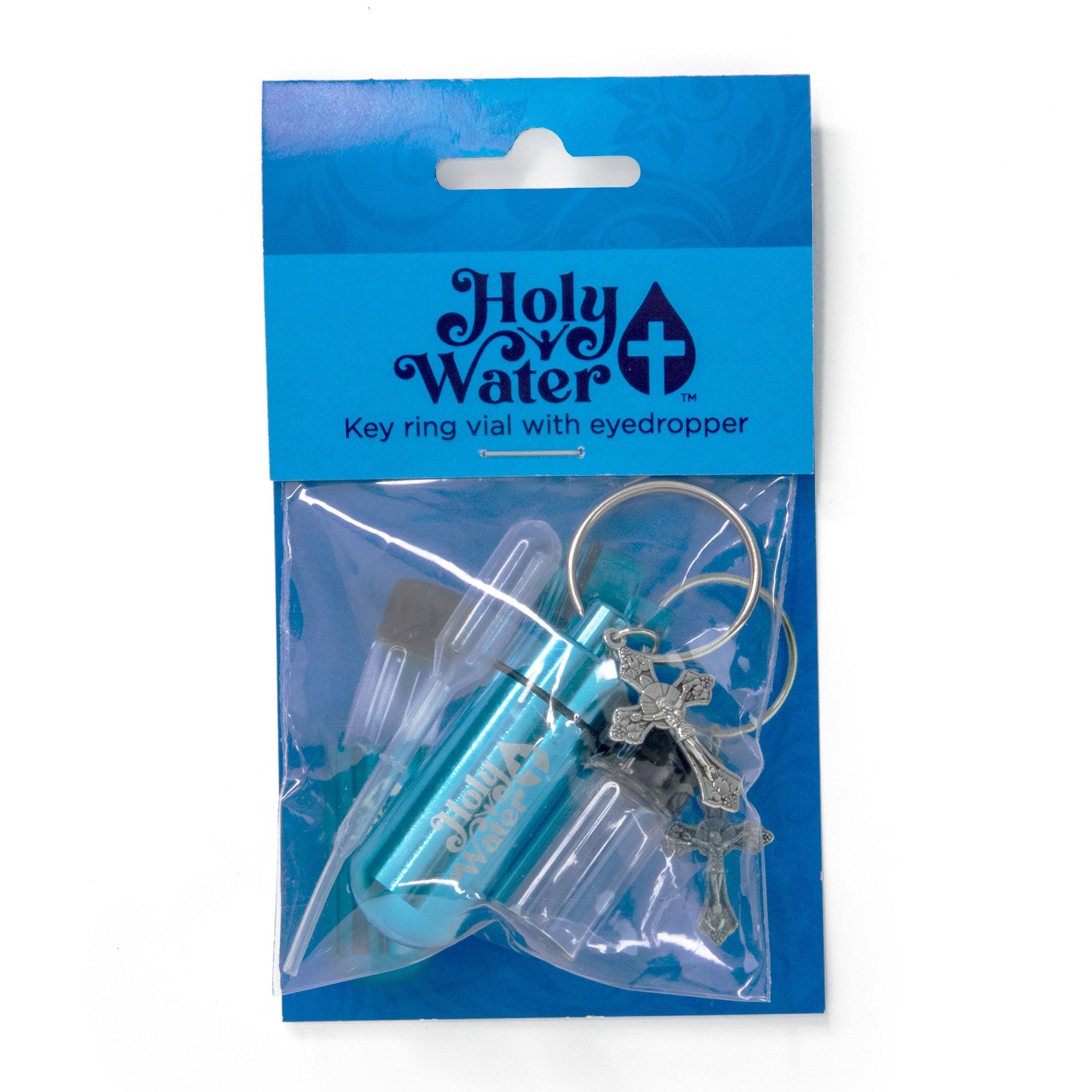Catholic Holy Water Bottle Keychain Kit - Aqua, Bulk Set of 3