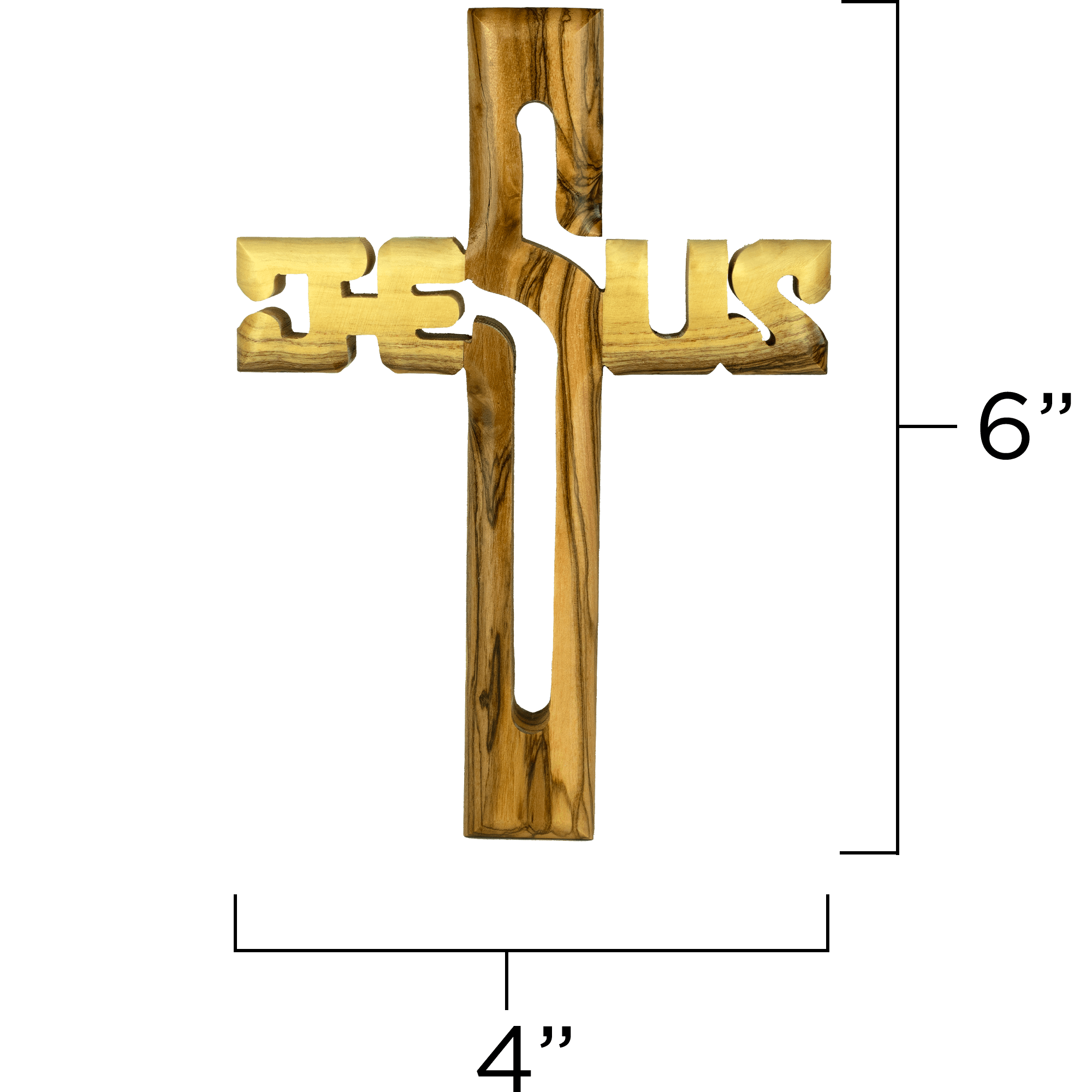 Olive Wood Wall Cross Jesus Cut Out (M)