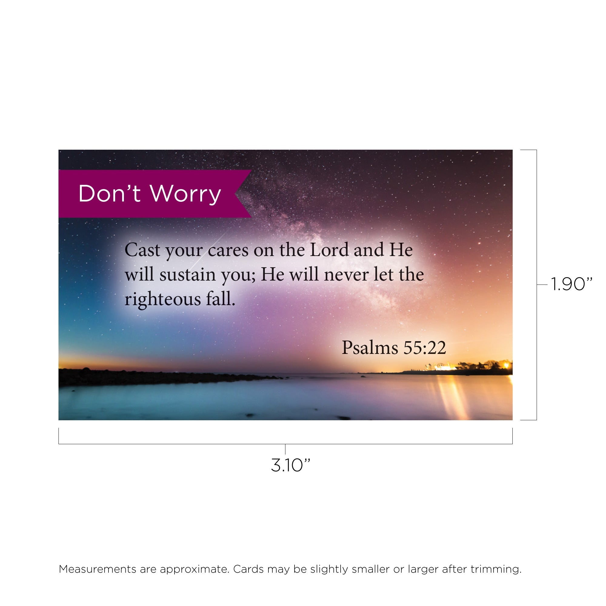 Don't Worry, Psalms 55:22, Pass Along Scripture Cards, Pack 25